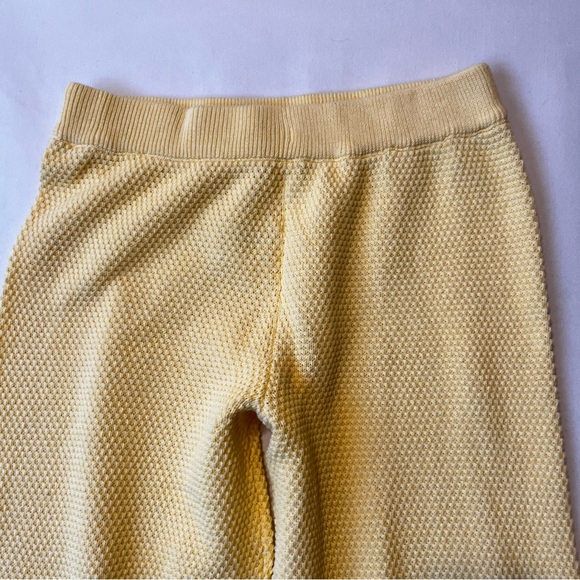 Free People FP Beach Hailee crochet waffle knit pants M Yellow Relaxed Pull on - Picture 3 of 7